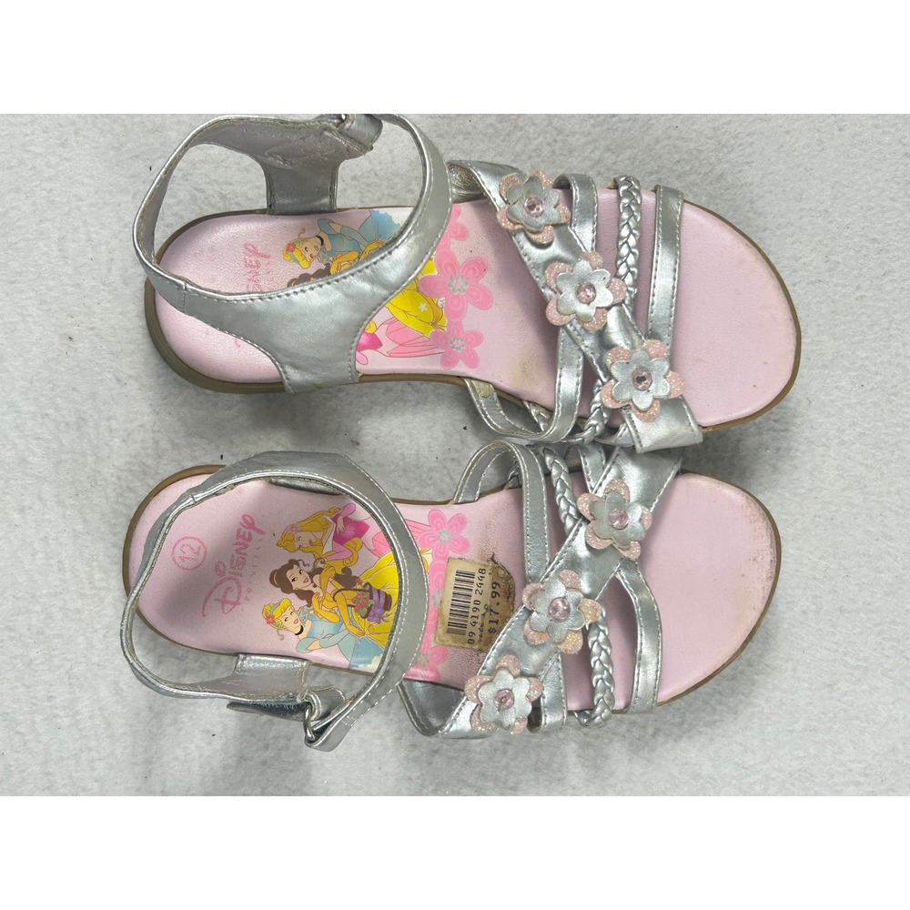 Disney Princess Sandals Kids 12 Silver Whimsical